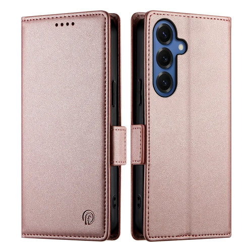 For Samsung Galaxy S26+ Stand Case PU Leather Wallet Phone Cover - Rose Gold - 1