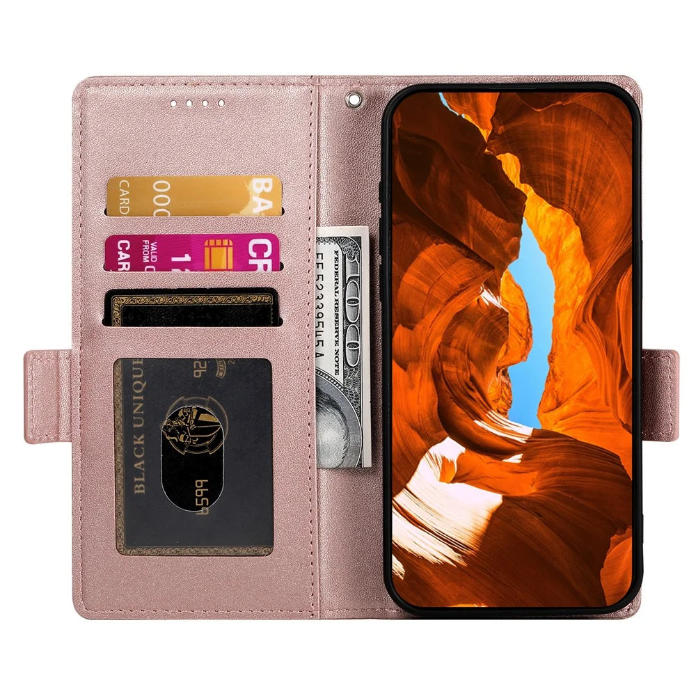 For Samsung Galaxy S26+ Stand Case PU Leather Wallet Phone Cover - Rose Gold - 2