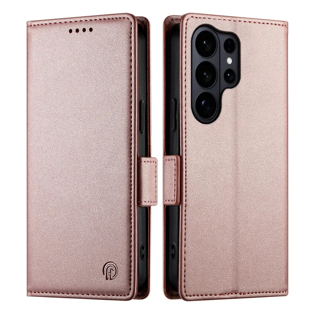 For Samsung Galaxy S26 Ultra Stand Case PU Leather Wallet Phone Cover - Rose Gold - 1