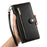For Google Pixel 10a Case Zipper Pocket Wallet Leather Phone Cover with Straps - Black - 7
