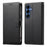 For Samsung Galaxy S26 Case Magnetic Snap Litchi Texture Leather Wallet Phone Cover with Wrist Strap - Black - 1
