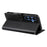 For Samsung Galaxy S26 Case Magnetic Snap Litchi Texture Leather Wallet Phone Cover with Wrist Strap - Black - 3