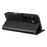 For Samsung Galaxy S26 Ultra Case Magnetic Snap Litchi Texture Leather Wallet Phone Cover with Wrist Strap - Black - 3