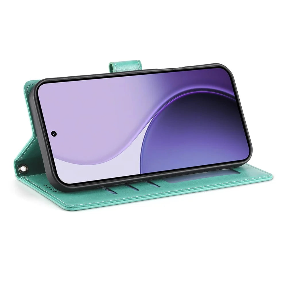 For Samsung Galaxy S26+ Wallet Case Butterfly Floral Imprint PU Leather Phone Cover with Wrist Strap - Green - 3