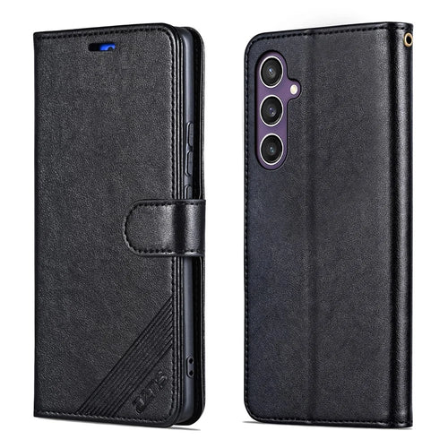 AZNS For Samsung Galaxy S26 Case Anti-Scratch PU Leather Stand Wallet Phone Cover - Black - 1