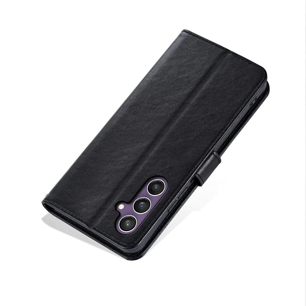 AZNS For Samsung Galaxy S26+ Case Anti-Scratch PU Leather Stand Wallet Phone Cover - Black - 6
