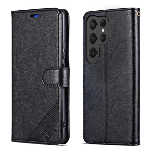 AZNS For Samsung Galaxy S26 Ultra Case Anti-Scratch PU Leather Stand Wallet Phone Cover - Black - 1