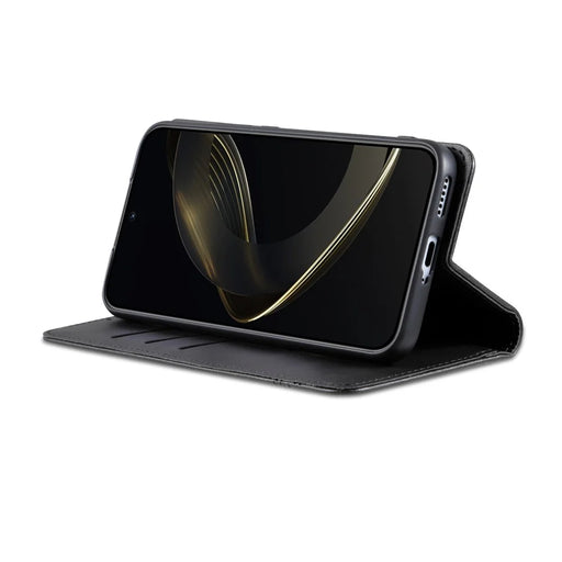 AZNS For Samsung Galaxy A57 5G Case Cowhide Texture PU Leather Wallet Phone Cover - Black - 2