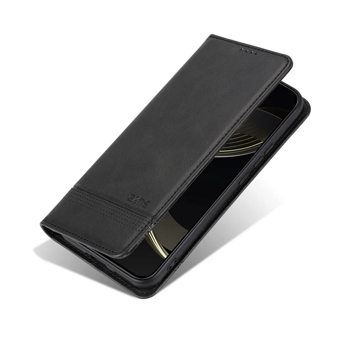 AZNS For Samsung Galaxy A57 5G Case Cowhide Texture PU Leather Wallet Phone Cover - Black - 7
