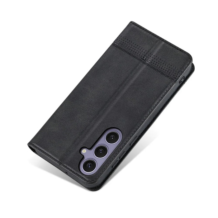 AZNS For Samsung Galaxy S26 Case Cowhide Texture PU Leather Wallet Phone Cover - Black - 6