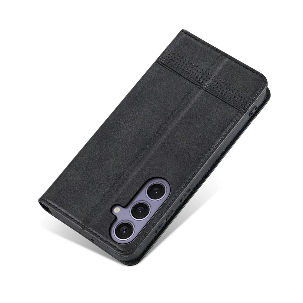 AZNS For Samsung Galaxy S26+ Case Cowhide Texture PU Leather Wallet Phone Cover - Black - 6