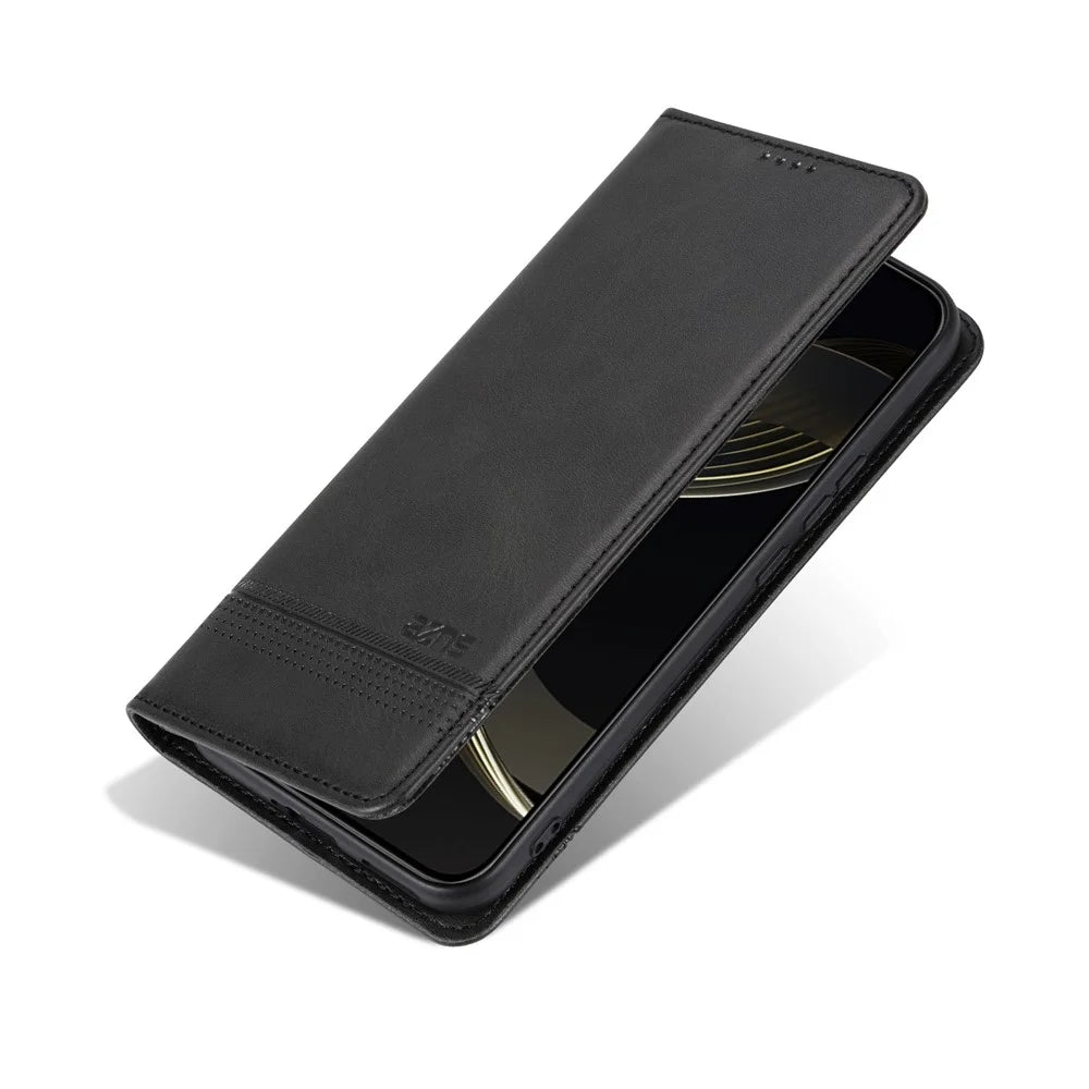 AZNS For Samsung Galaxy S26+ Case Cowhide Texture PU Leather Wallet Phone Cover - Black - 7