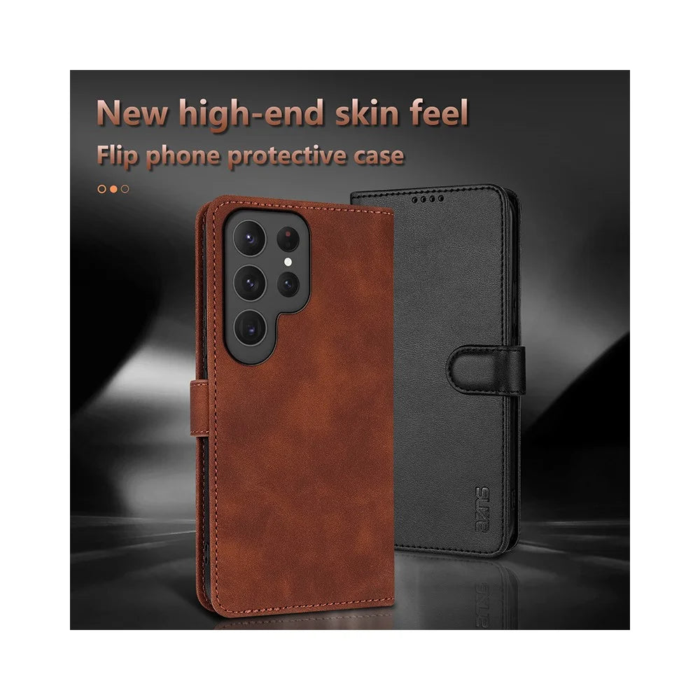 AZNS For Samsung Galaxy S26 Ultra Case PU Leather Wallet Phone Cover - Brown - 6