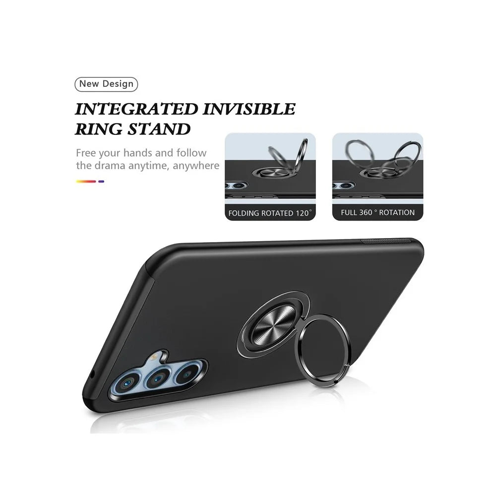 For Samsung Galaxy S26+ Case PC + TPU Phone Cover with Rotatable Ring Holder - Black - 2