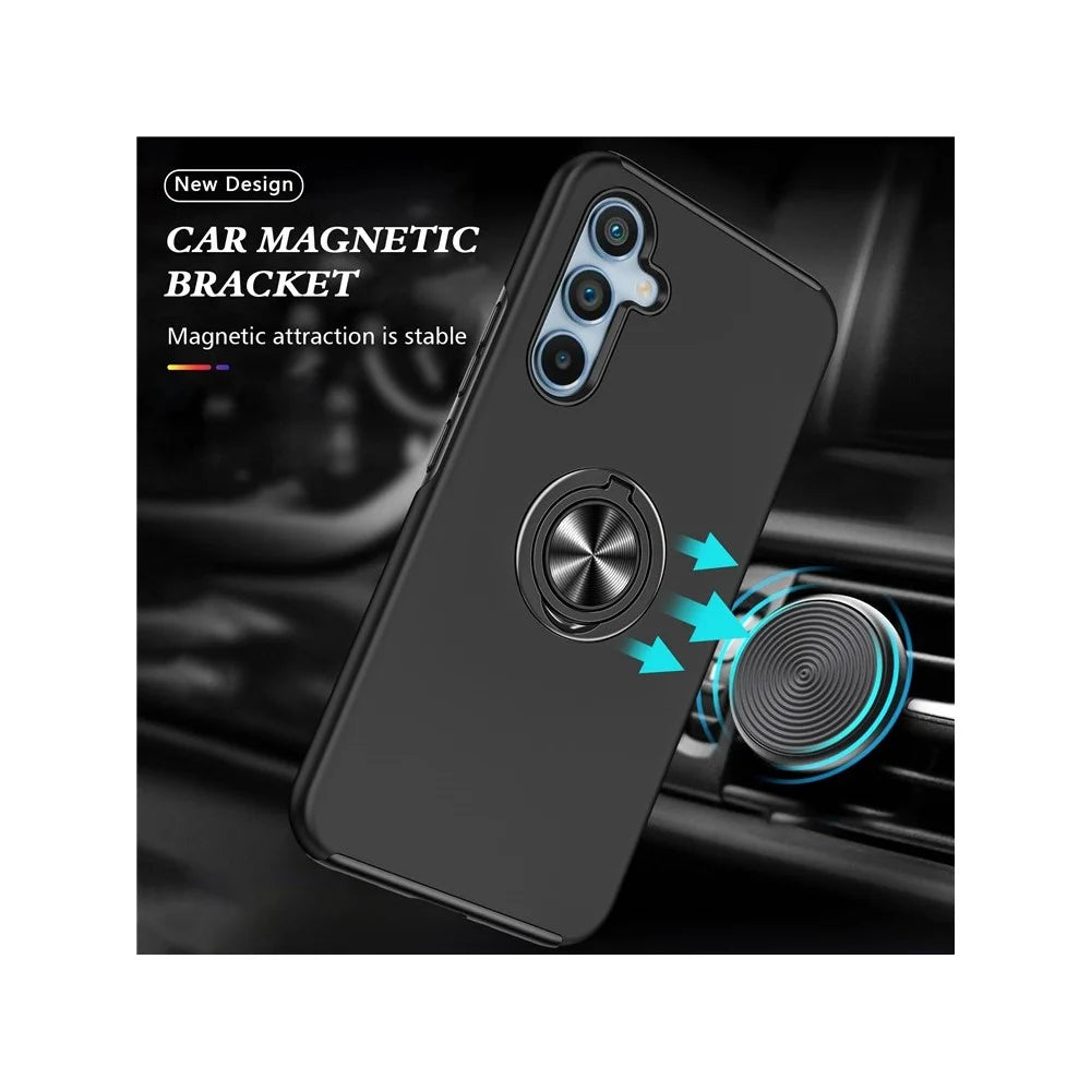 For Samsung Galaxy S26+ Case PC + TPU Phone Cover with Rotatable Ring Holder - Black - 3