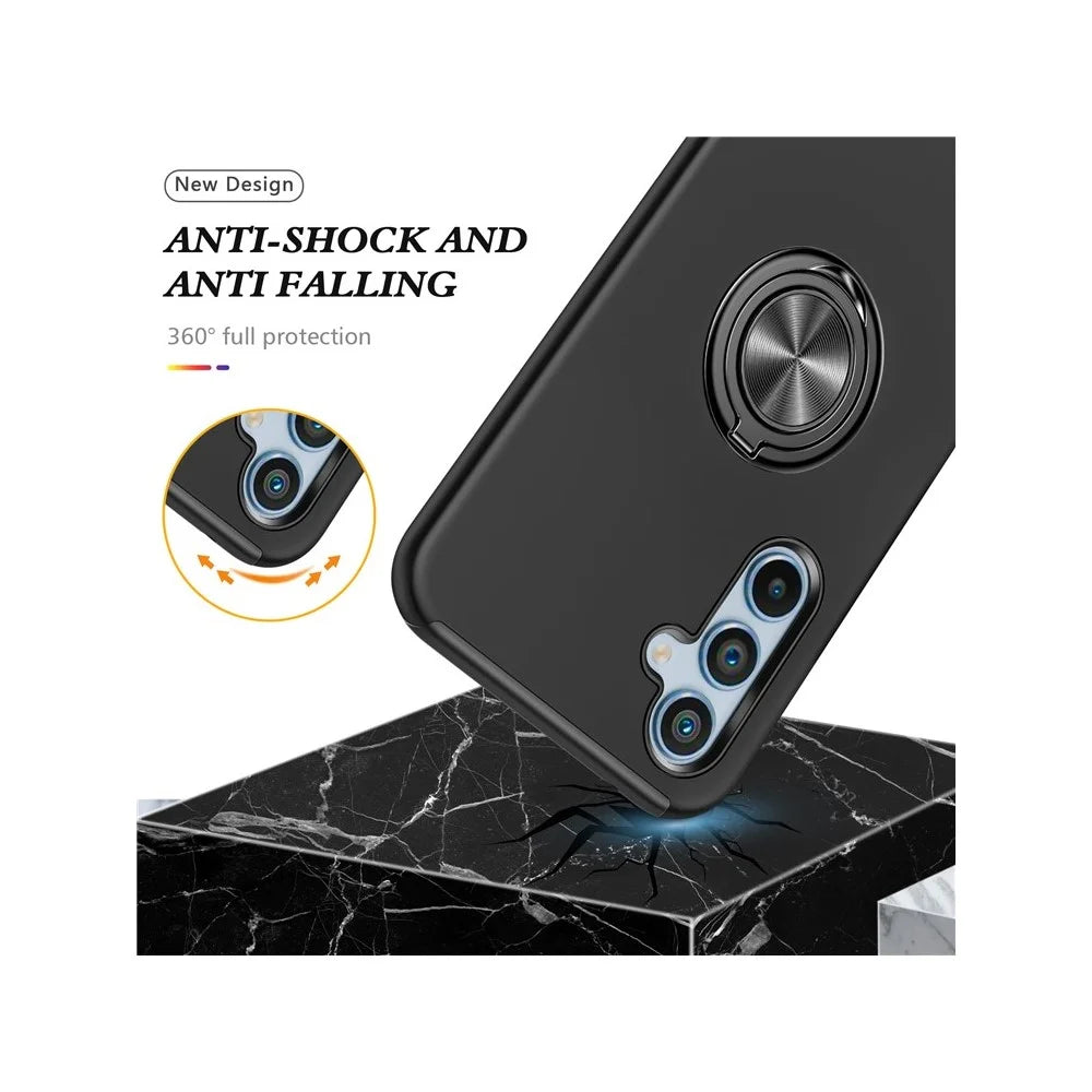 For Samsung Galaxy S26+ Case PC + TPU Phone Cover with Rotatable Ring Holder - Black - 4