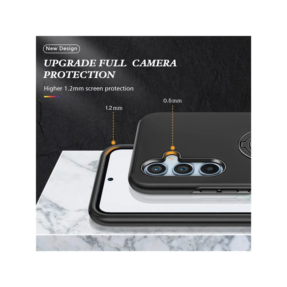 For Samsung Galaxy S26+ Case PC + TPU Phone Cover with Rotatable Ring Holder - Black - 6