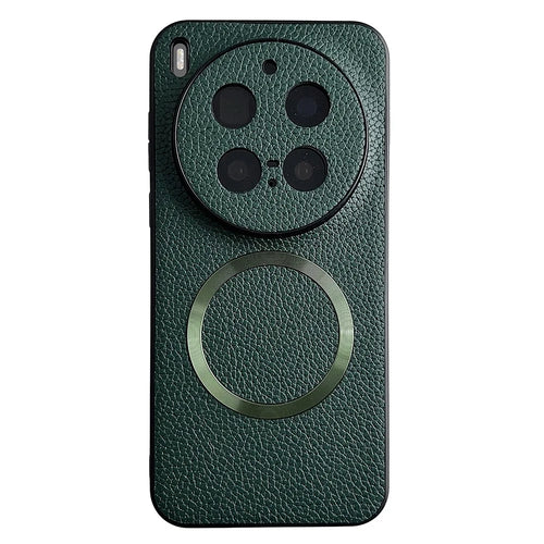 For vivo X300 Pro 5G Magnetic Case PU Leather + TPU Phone Back Cover - Green - 1