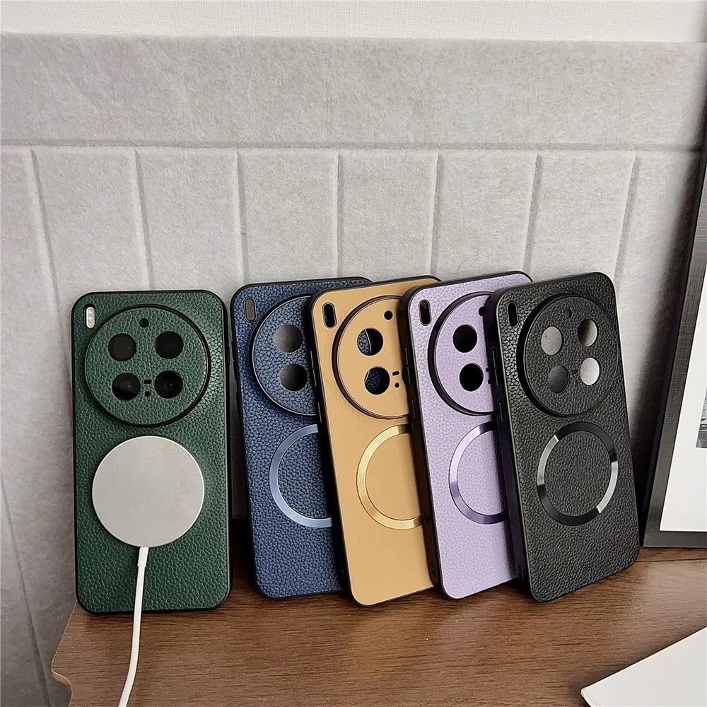 For vivo X300 Pro 5G Magnetic Case PU Leather + TPU Phone Back Cover - Green - 5