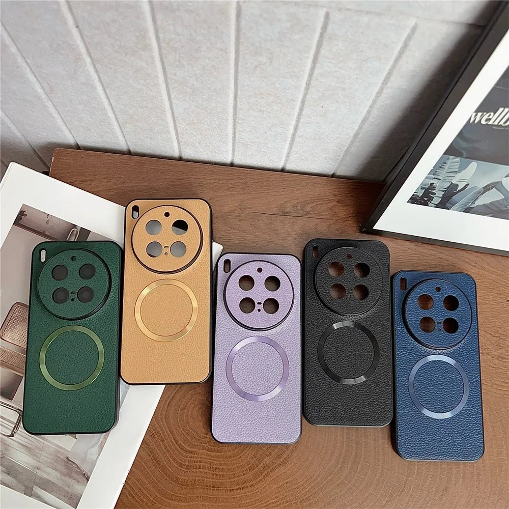 For vivo X300 Pro 5G Magnetic Case PU Leather + TPU Phone Back Cover - Green - 7