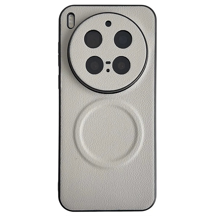 For vivo X300 Pro 5G Magnetic Case PU Leather + TPU Phone Back Cover - White - 1