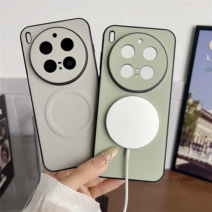 For vivo X300 Pro 5G Magnetic Case PU Leather + TPU Phone Back Cover - White - 3