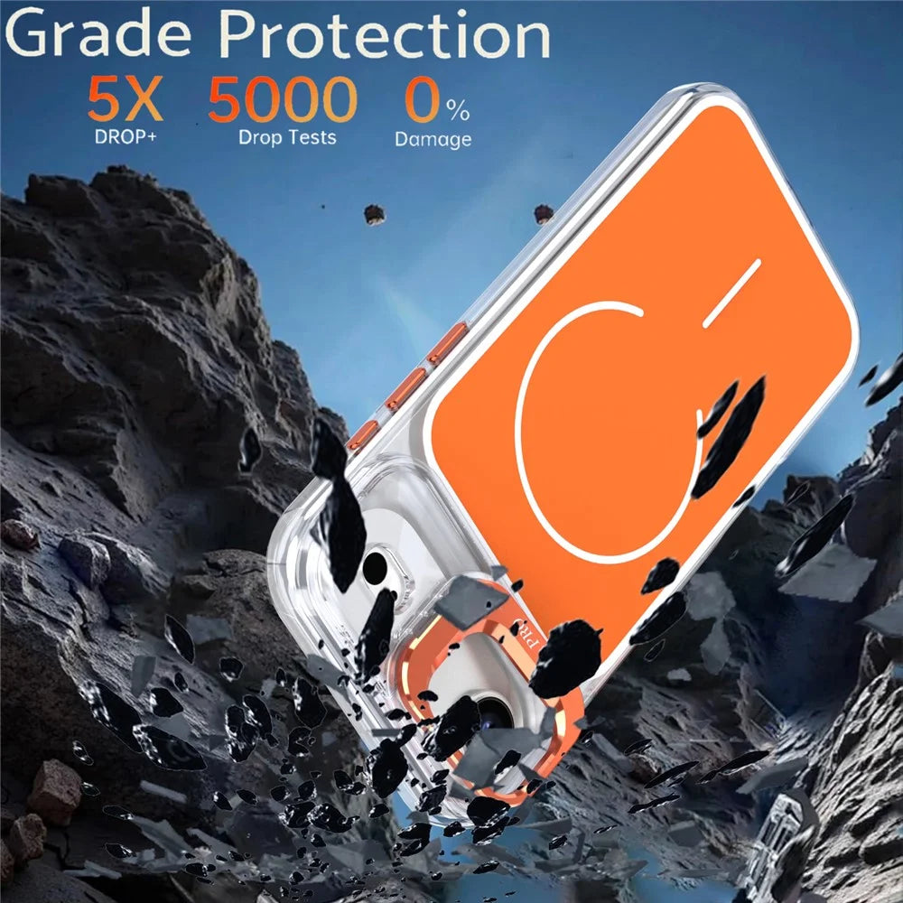 For iPhone Air Magnetic Case Matching Color Lens Kickstand TPU PC Phone Cover Compatible with MagSafe - Orange - 6