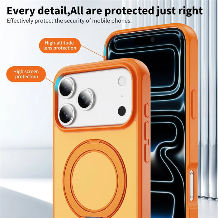 For iPhone 18 Pro / 17 Pro Magnetic Case with Kickstand Dual Color Anti Drop Protective Phone Cover - Orange - 5