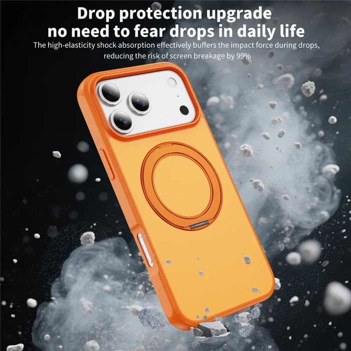 For iPhone 18 Pro Max / 17 Pro Max Magnetic Case with Kickstand Dual Color Anti Drop Protective Phone Cover - Orange - 3