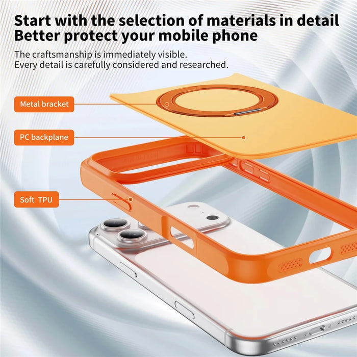 For iPhone 18 Pro Max / 17 Pro Max Magnetic Case with Kickstand Dual Color Anti Drop Protective Phone Cover - Orange - 7
