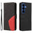For Samsung Galaxy S26+ Leather Phone Case Stand Wallet with Bi-colour Splicing Design - Black - 1