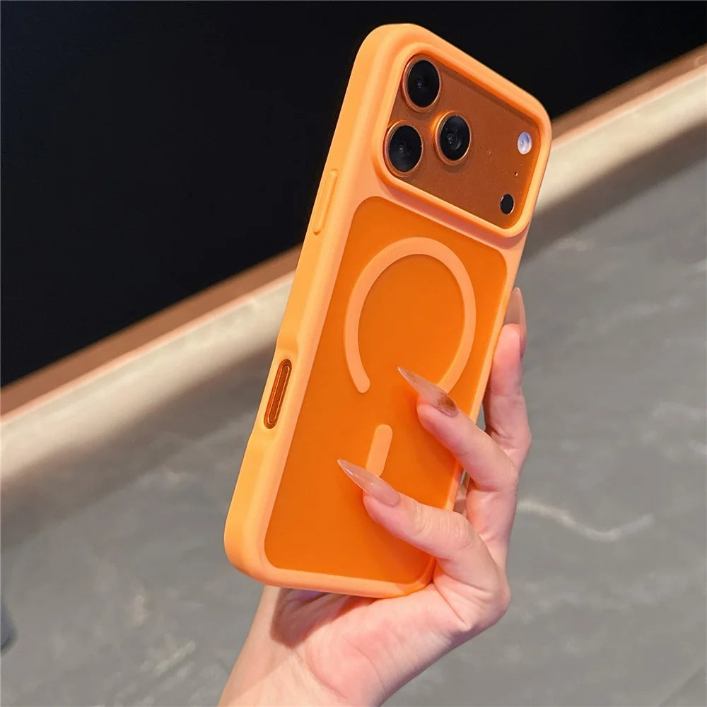 For iPhone 17 Pro Max Case Compatible with MagSafe 2.0mm Skin-Touch TPU PC Phone Back Cover - Orange - 3