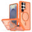 For Samsung Galaxy S24 Ultra Magnetic Case Foldable Kickstand Matte PC + TPU Phone Cover - Orange - 1