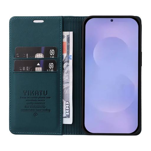 YIKATU For Samsung Galaxy S26+ Phone Cases  Magnetic Closure PU Leather Mobile Cover - Green - 2