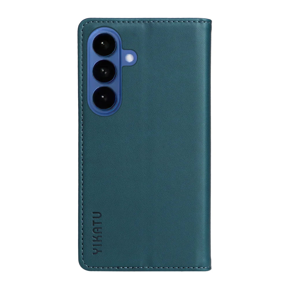 YIKATU For Samsung Galaxy S26+ Phone Cases  Magnetic Closure PU Leather Mobile Cover - Green - 6