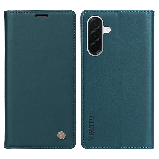 YIKATU For Samsung Galaxy A37 5G Phone Cases  Magnetic Closure PU Leather Mobile Cover - Green - 1