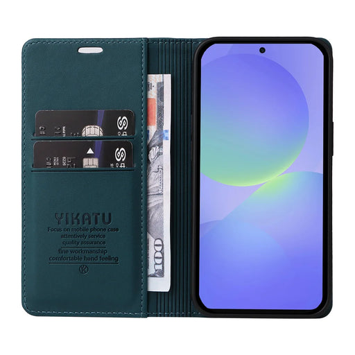 YIKATU For Samsung Galaxy A37 5G Phone Cases  Magnetic Closure PU Leather Mobile Cover - Green - 2