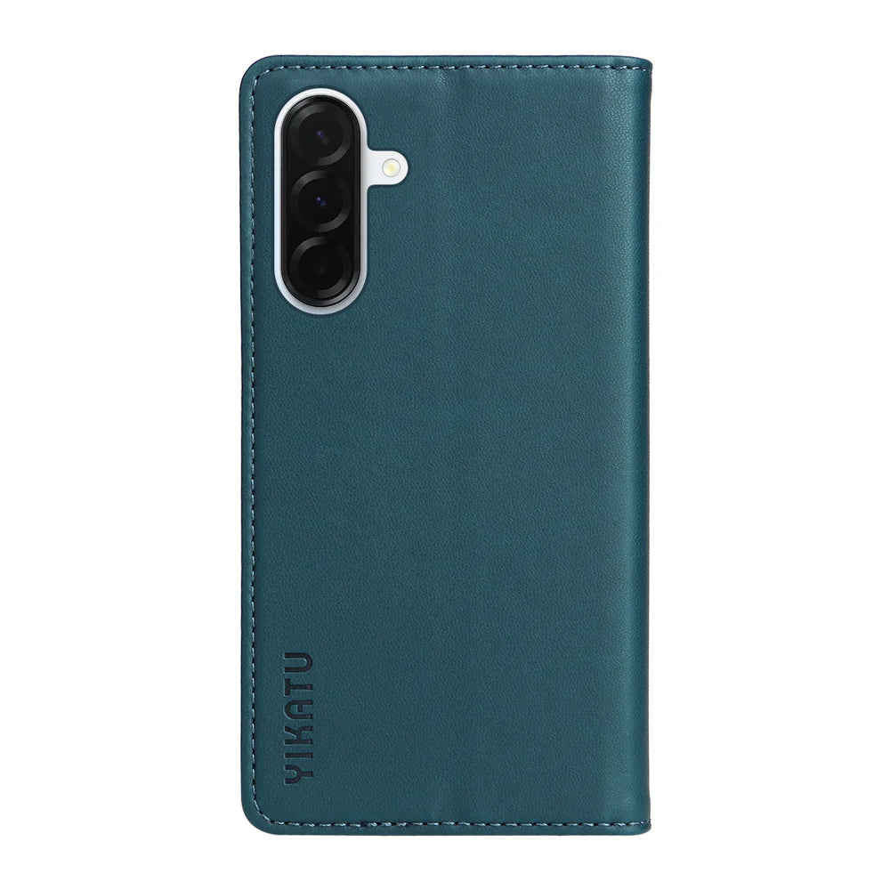 YIKATU For Samsung Galaxy A37 5G Phone Cases  Magnetic Closure PU Leather Mobile Cover - Green - 6