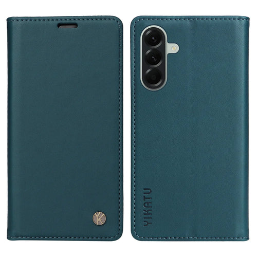 YIKATU For Samsung Galaxy A57 5G Phone Cases  Magnetic Closure PU Leather Mobile Cover - Green - 1