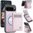 JEEHOOD For Google Pixel 10 Pro XL Leather Back Cover  J06 Magnetic Phone Case with Card Bag RFID Blocking - Pink - 1