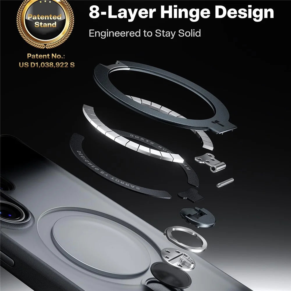 TORRAS Ostand Q3 Spin Series For Samsung Galaxy S26 Ultra Case Magnetic Rotating Kickstand PC + TPU Phone Cover - Black - 3