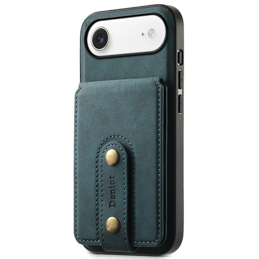 DENIOR D14 For iPhone Air Magnetic Case with Detachable Card Holder Kickstand PU+TPU+PC Phone Cover - Green - 2