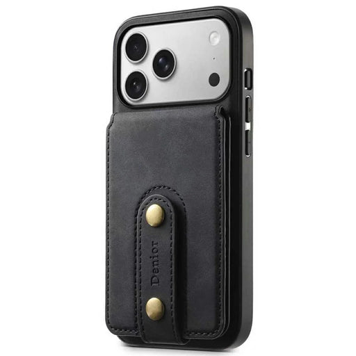 DENIOR D14 For iPhone 17 Pro Max Magnetic Case with Detachable Card Holder Kickstand PU+TPU+PC Phone Cover - Black - 2