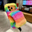 For iPhone 17 Pro Rainbow Fluffy Phone Case Winter Warm Hand Strap TPU Cover - Rainbow - 1