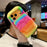 For iPhone 17 Pro Rainbow Fluffy Phone Case Winter Warm Hand Strap TPU Cover - Rainbow - 2