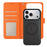 For iPhone 18 Pro Max / 17 Pro Max Leather Case Detachable Wallet Magnetic Phone Cover with Hand Strap - Black / Orange - 7
