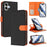For iPhone 17 Leather Case Detachable Wallet Magnetic Phone Cover with Hand Strap - Black / Orange - 1