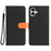 For iPhone 17 Leather Case Detachable Wallet Magnetic Phone Cover with Hand Strap - Black / Orange - 2