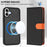 For iPhone 17 Leather Case Detachable Wallet Magnetic Phone Cover with Hand Strap - Black / Orange - 3