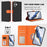 For iPhone 17 Leather Case Detachable Wallet Magnetic Phone Cover with Hand Strap - Black / Orange - 6